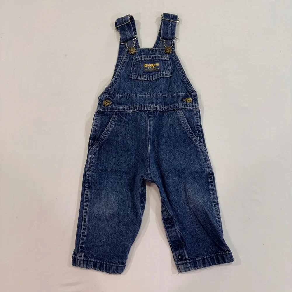 OshKosh B'gosh Vestbak Denim Overalls Kids 18M Blue Snap Leg‎ | Vintage